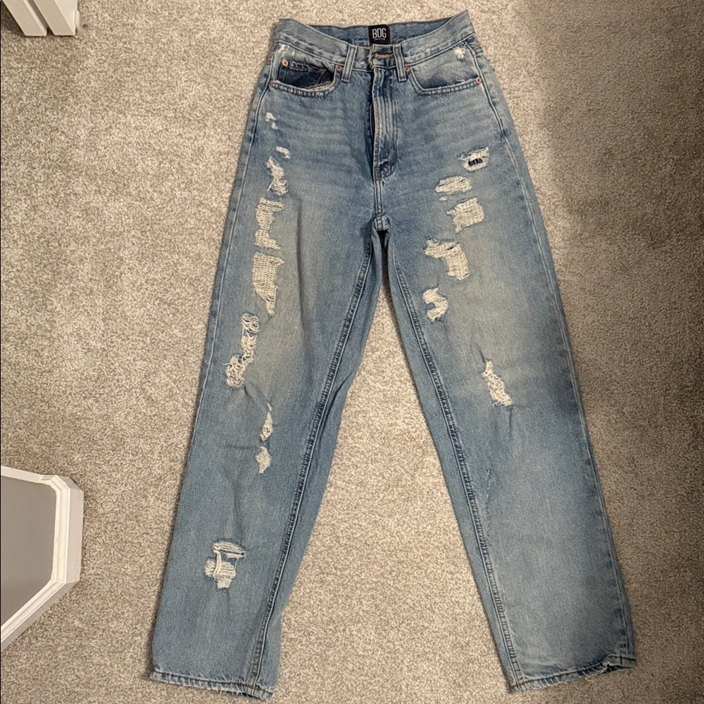 BDG distressed, high-rise, baggy jeans, size 25